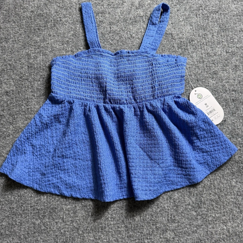 Wonder Nation Girls Blue Smocked Peplum Cami Tank Top Textured Size M 8 NWT